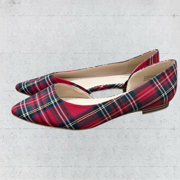 Isaac Mizrahi New York Amaya D'orsay Flat in Red Tartan Plaid Flats Size 9 1/2 - Picture 4 of 10